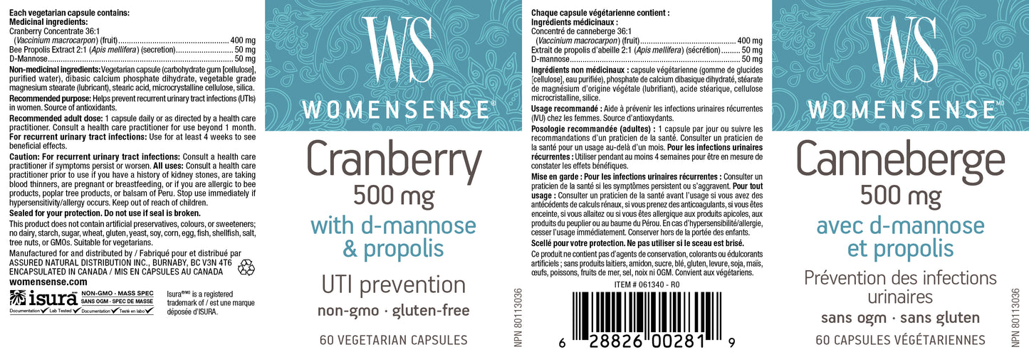 Cranberry with D-mannose & propolis 60 caps