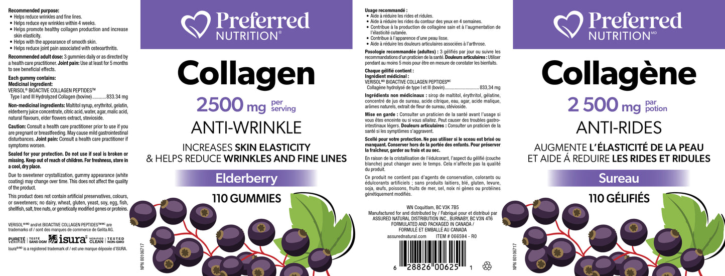 Collagen 2500 mg Elderberry 110 gummies