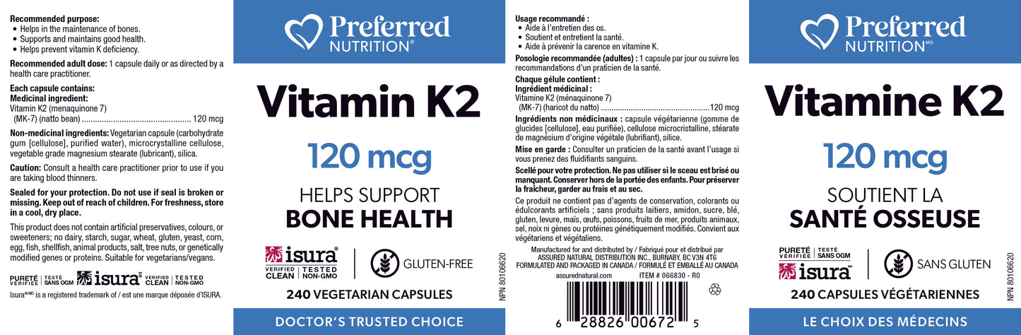 Vitamin K2 120mcg 240 cap