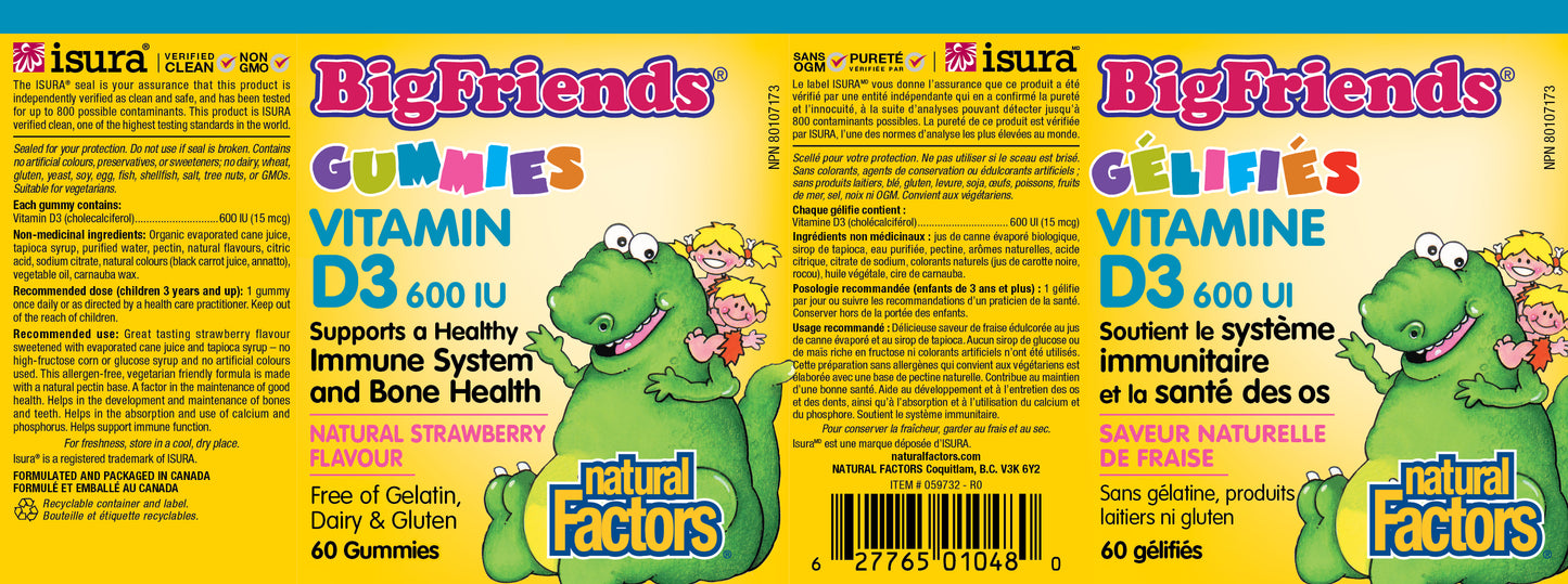 Big Friends Vitamin D3 600IU 60 gummies