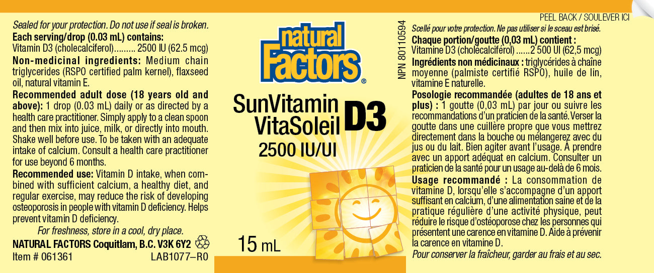 SunVitamin D3 drops 2500IU 15ml