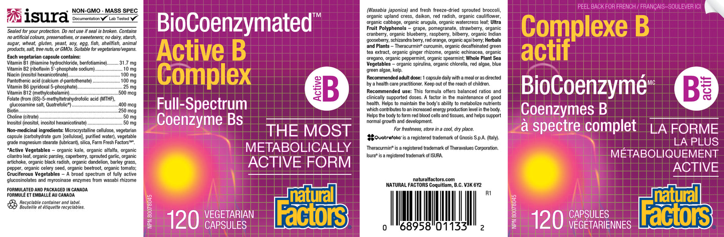 BioCoenzymated Active B Complex 120 Veg caps