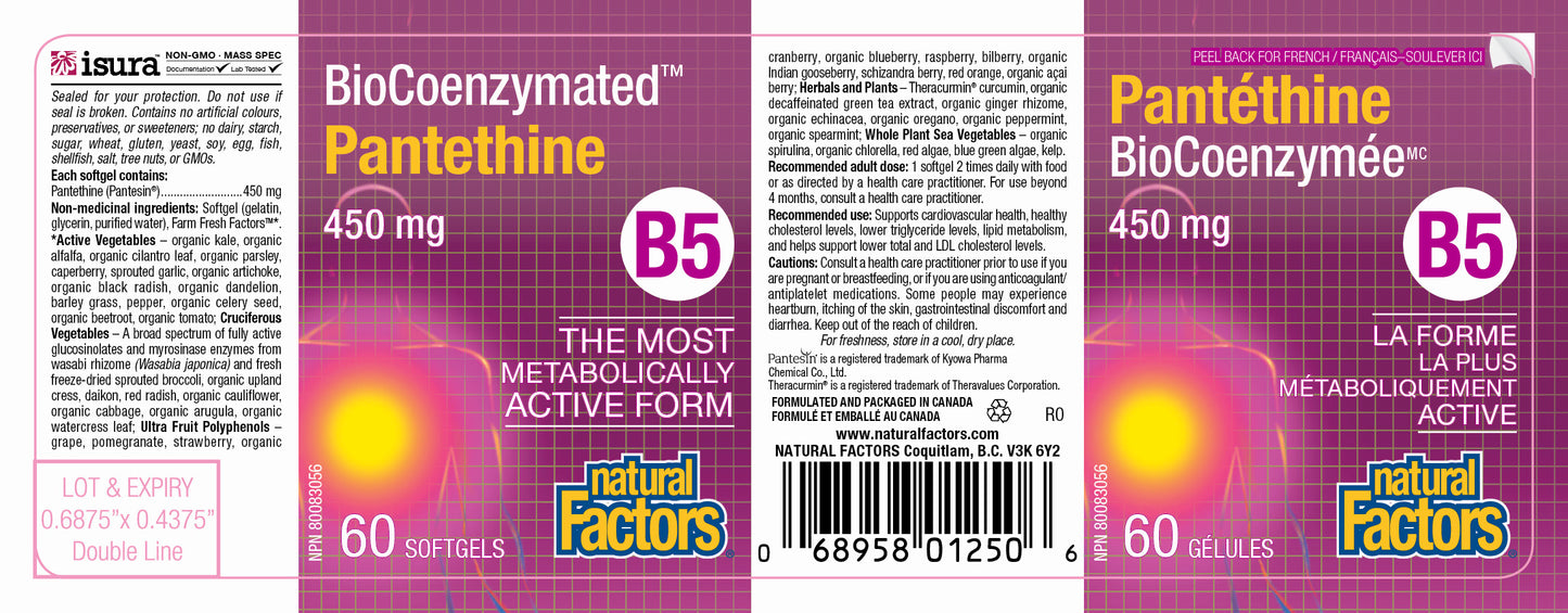 Pantethine B5 450mg 60gels