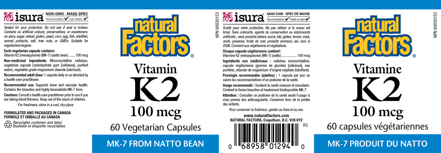 Vitamin K2 100 mcg 60 caps
