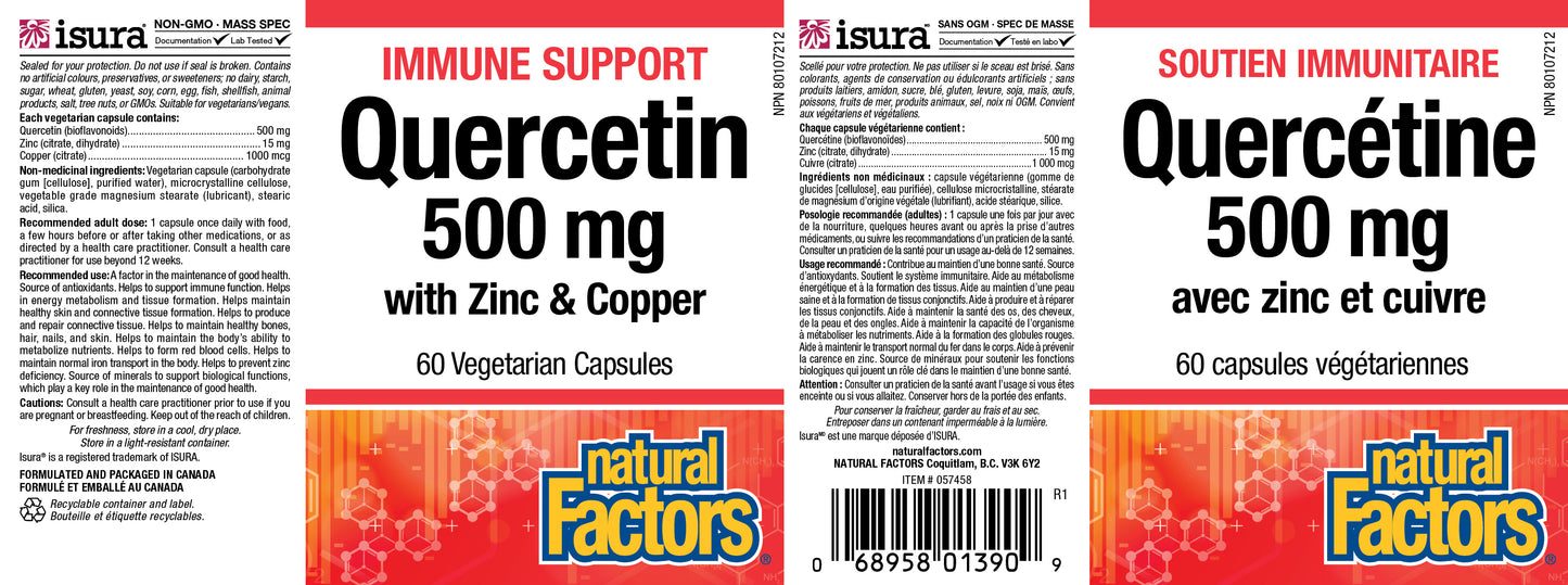 Quercetin 500mg with zinc + copper 60caps