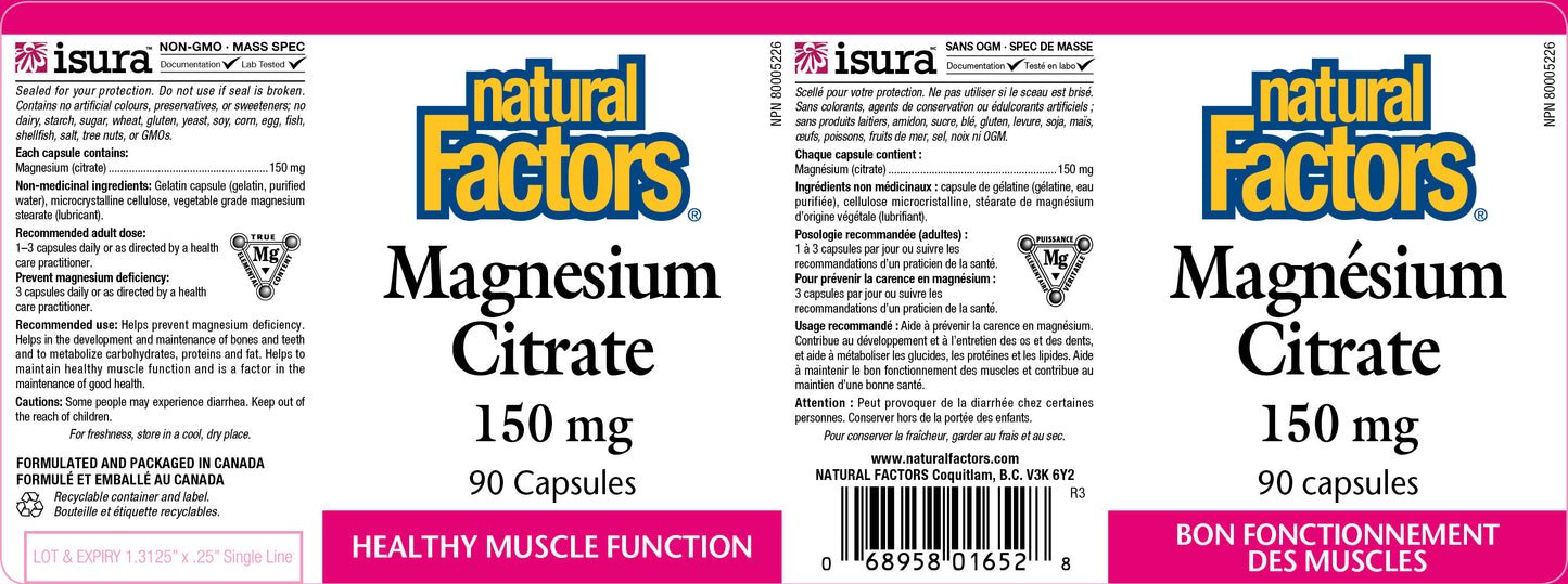 Magnesium Citrate 150mg 90caps