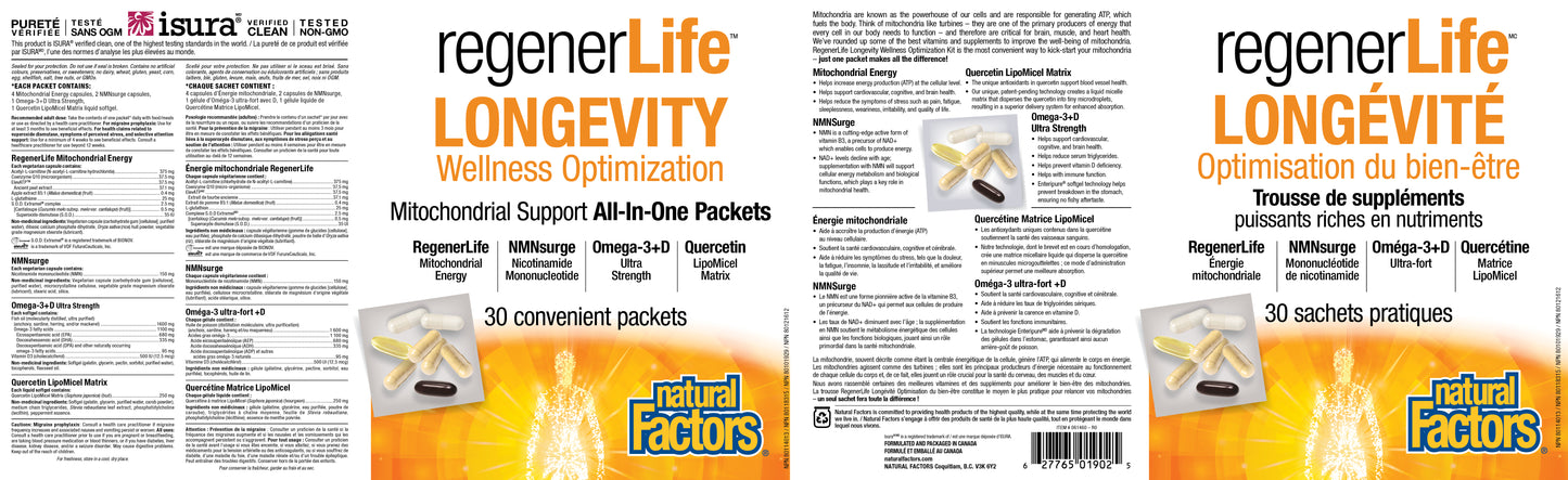 RegernerLife Longevity Wellness Optimization 30 packs