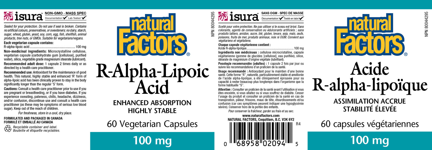 R-alpha-lipoic acid 100mg 60’s