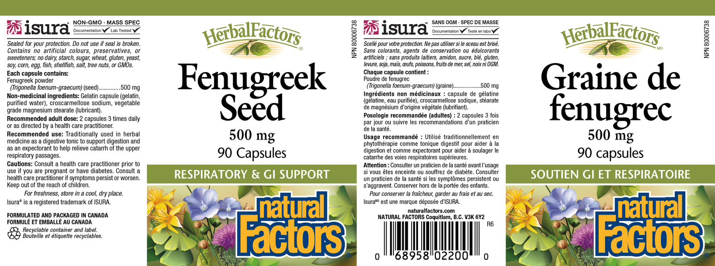 Fenugreek Seed 500mg 90caps