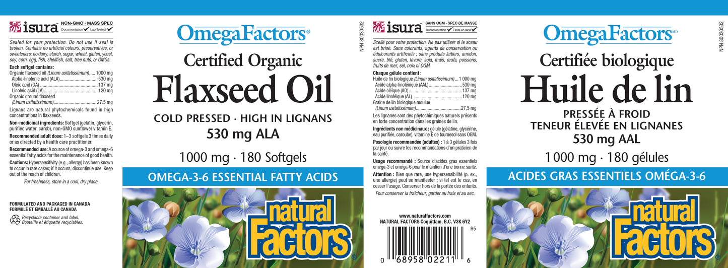 Flaxseed oil 1000mg 180 gels