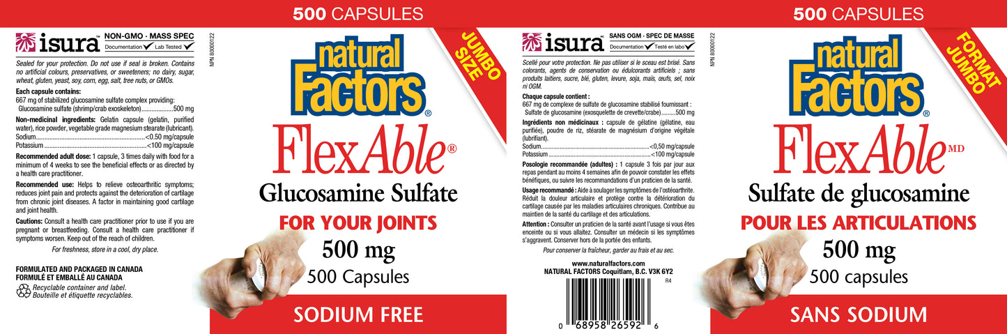 FlexAble Glucosamine 500mg 500caps