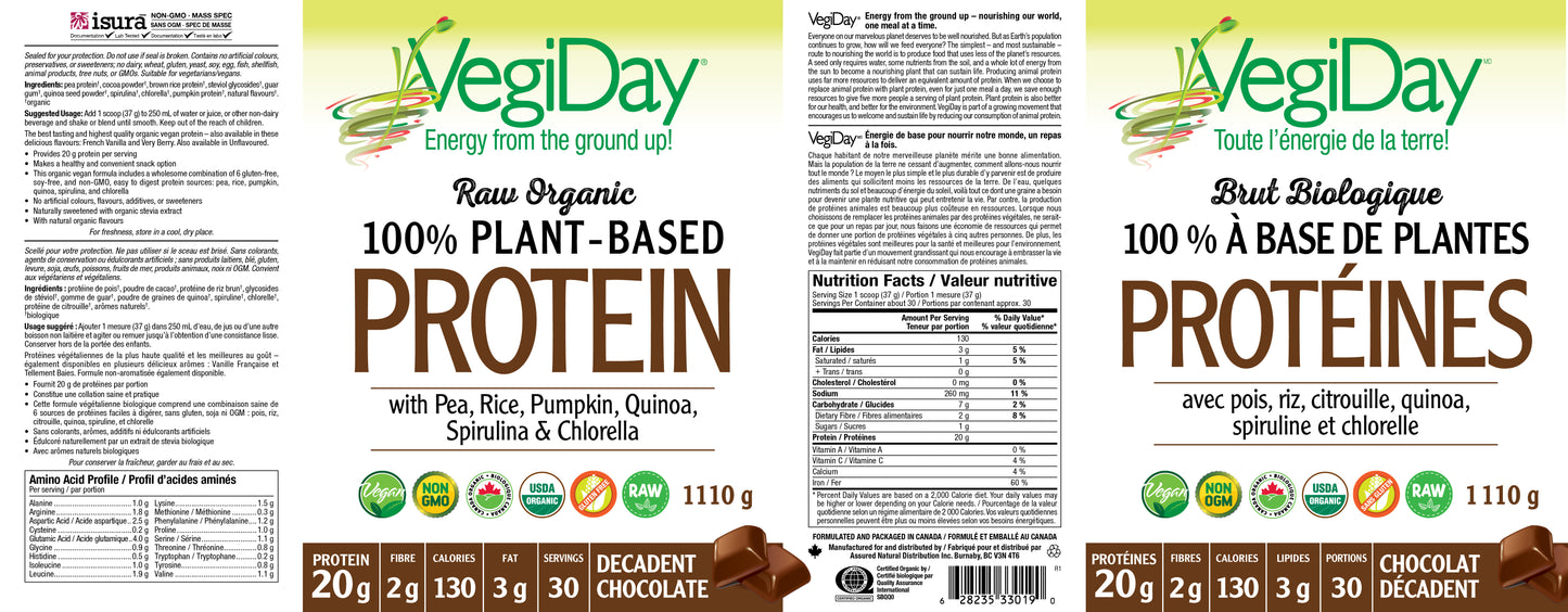 VegiDay Plant-Based Protein chocolate 1.1kg (1050g)