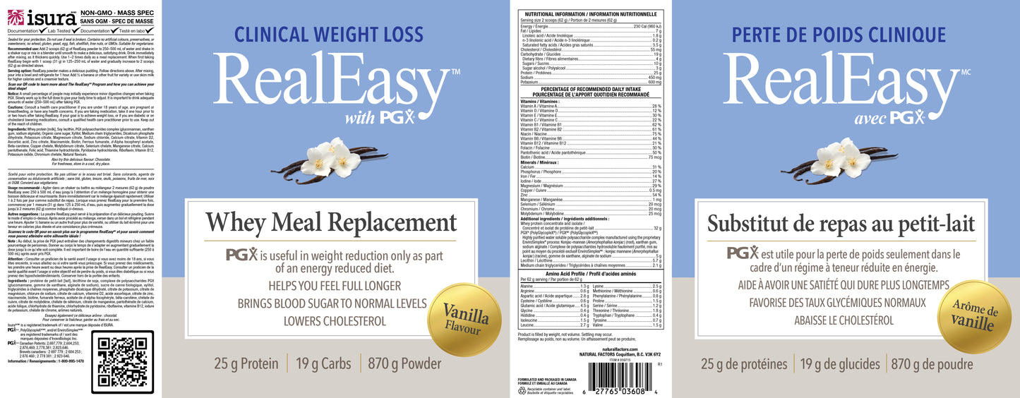 Real Easy Meal Replacement Shake Whey vanilla 940g