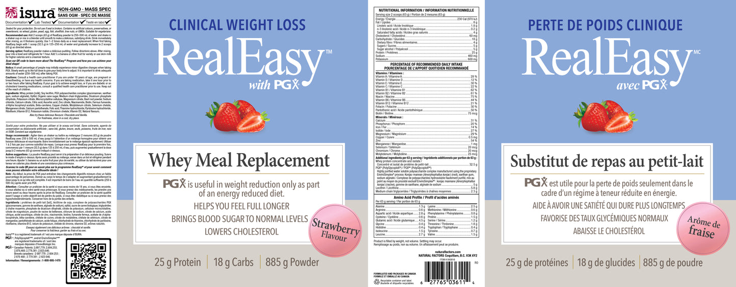 Real Easy Meal Replacement Whey 885g Strawberry