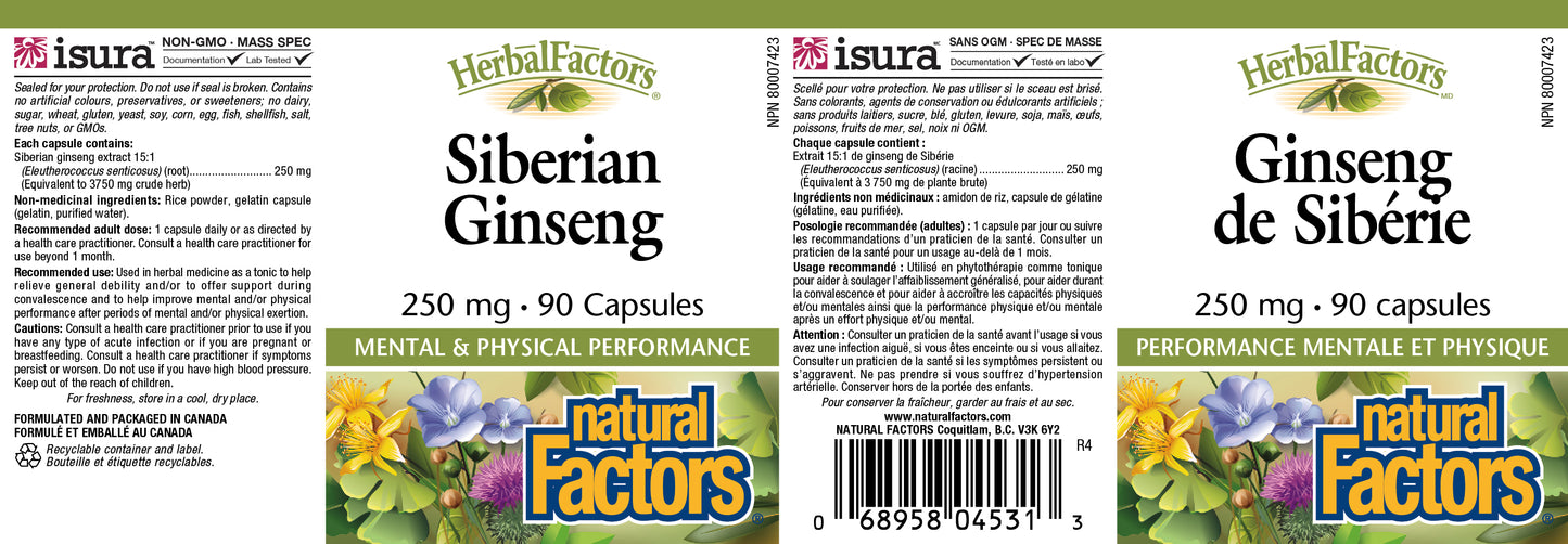 Siberian Ginseng 250mg 90caps