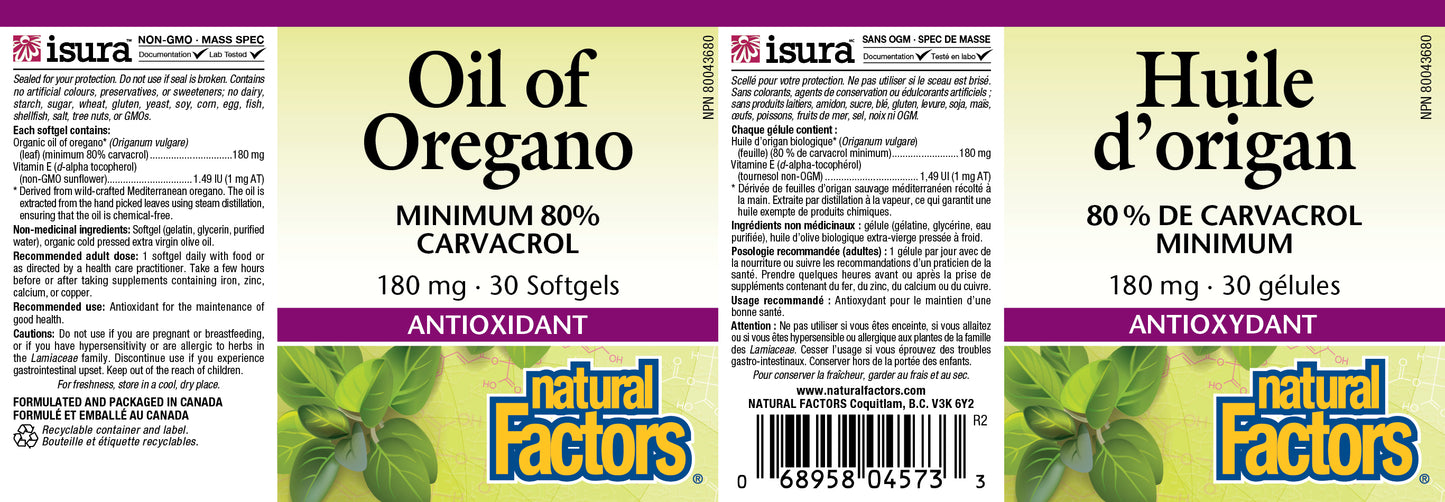 Oil of Oregano 180mg 30gels