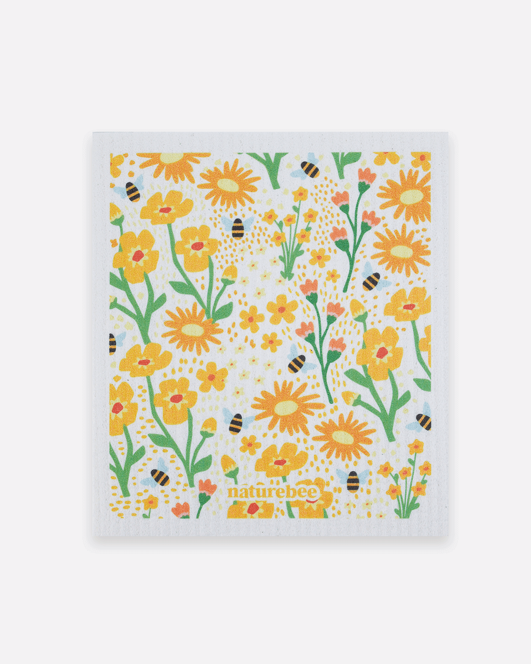 Swedish Sponge Dishcloth Floral Yellow
