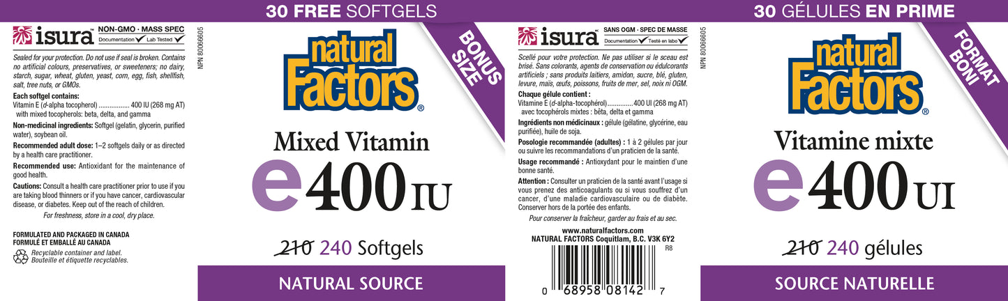 Mixed Vitamin e400IU 240softgels