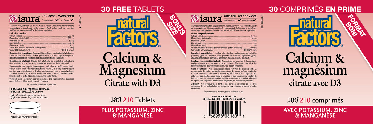 Calcium & Magnesium Citrate with D3 180tabs