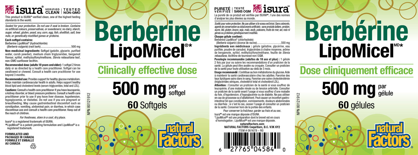 Berberine LipoMicel 500mg 60 softgels