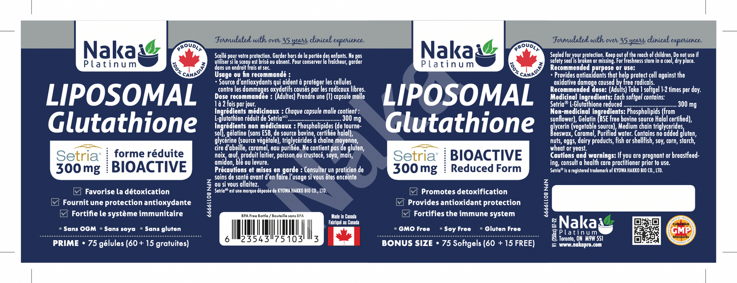 Liposomal Glutathione 300mg 75 Gels