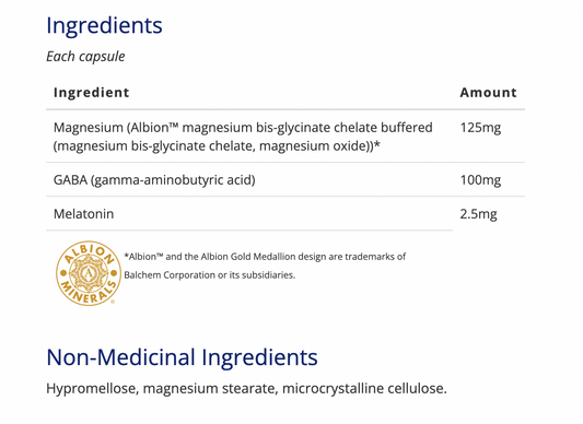 Magnesium Sleep + GABA and Melatonin 120caps
