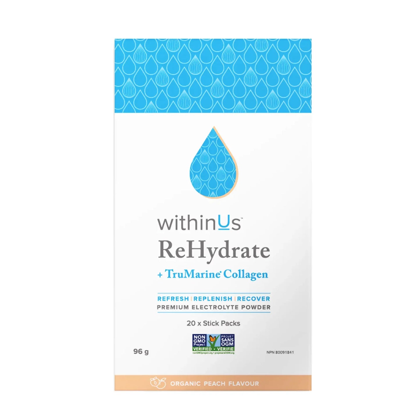 ReHydrate + TruMarine Collagen Peach 20 packets