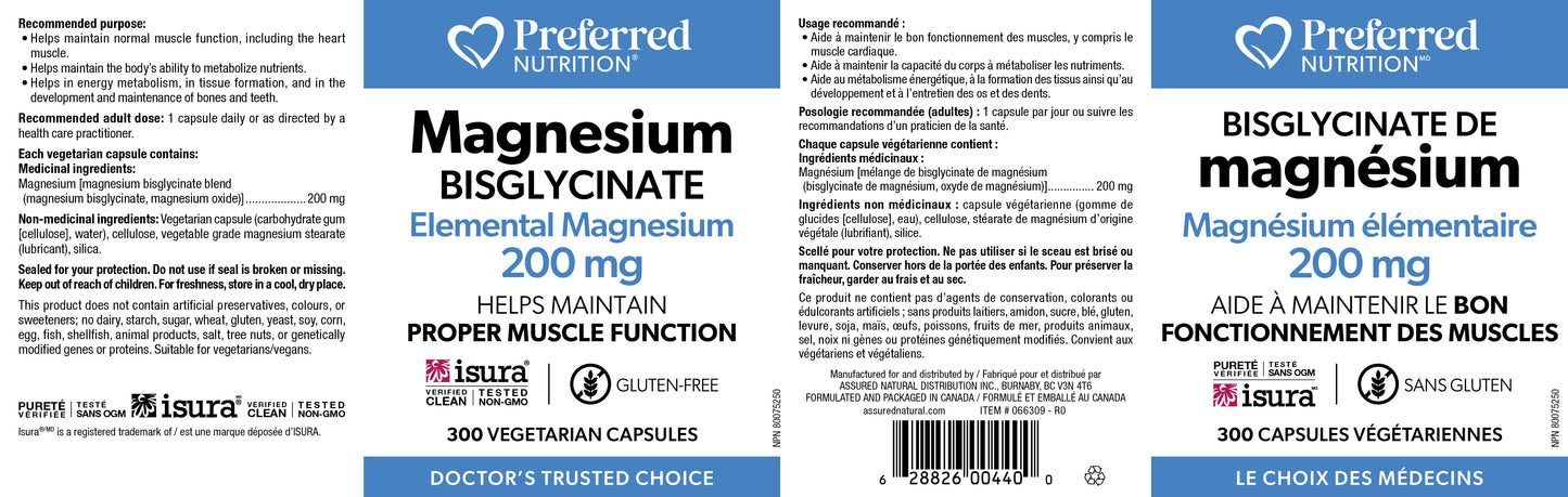 Magnesium Bisglycinate 200 mg 300 veg caps