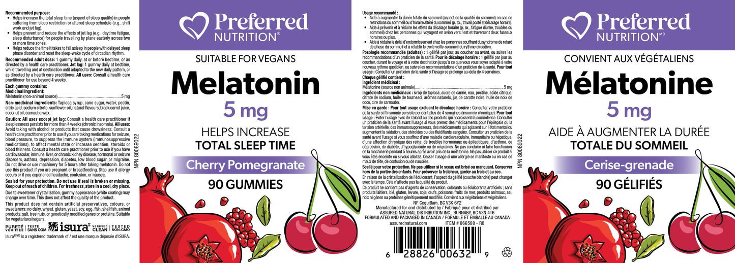 Melatonin 5mg Cherry Pomegranate 90 gummies