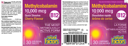 B12 Methylcobalamin 10,000mcg 30tabs