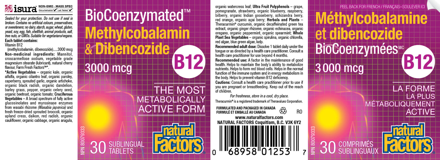 B12 Methylcobalamin 3000mcg 30tabs