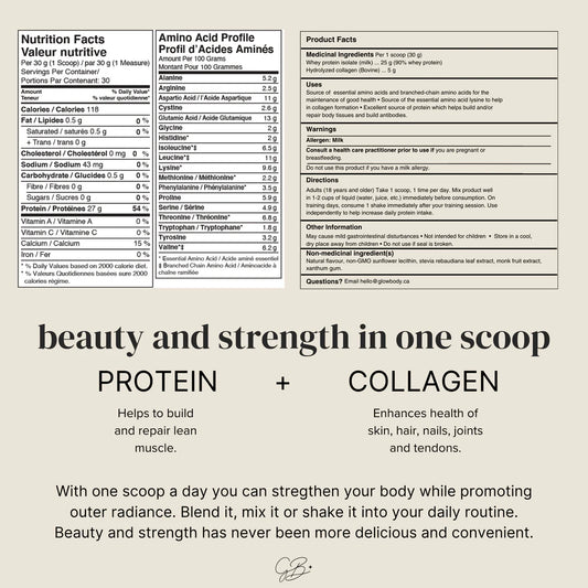 Grass Fed Whey Isolate + collagen vanilla 907g