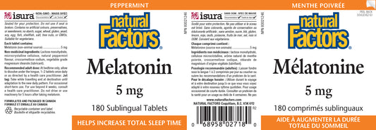 Melatonin sublingual 180tabs 5mg