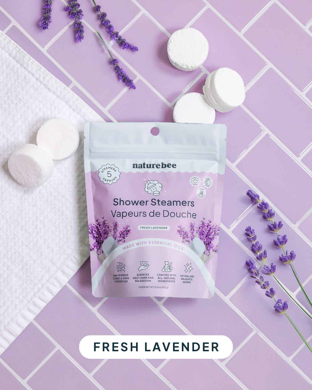Fresh Lavender Shower Steamers | Nature Bee 