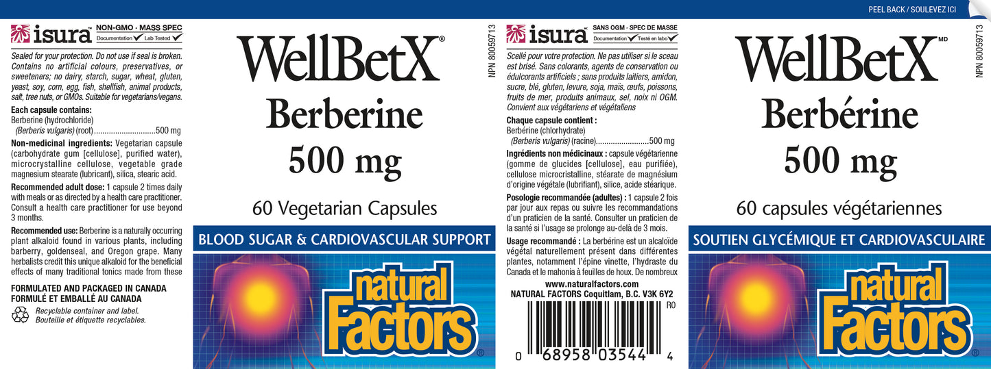 WellBetX Berberine 500mg 120caps