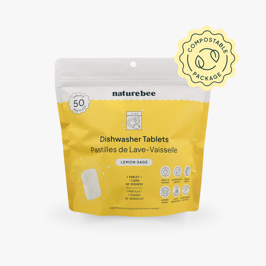 Dishwasher Tablets Lemon | MADE IN CANADA | Nature Bee: Bag of 50