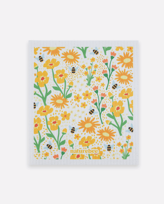 Swedish Sponge Dishcloth Floral Yellow