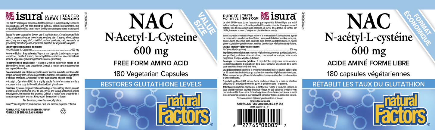 NAC 600mg 180 vcaps