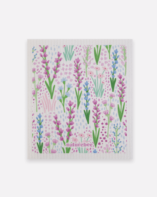 Swedish Sponge Dishcloth Floral Purple