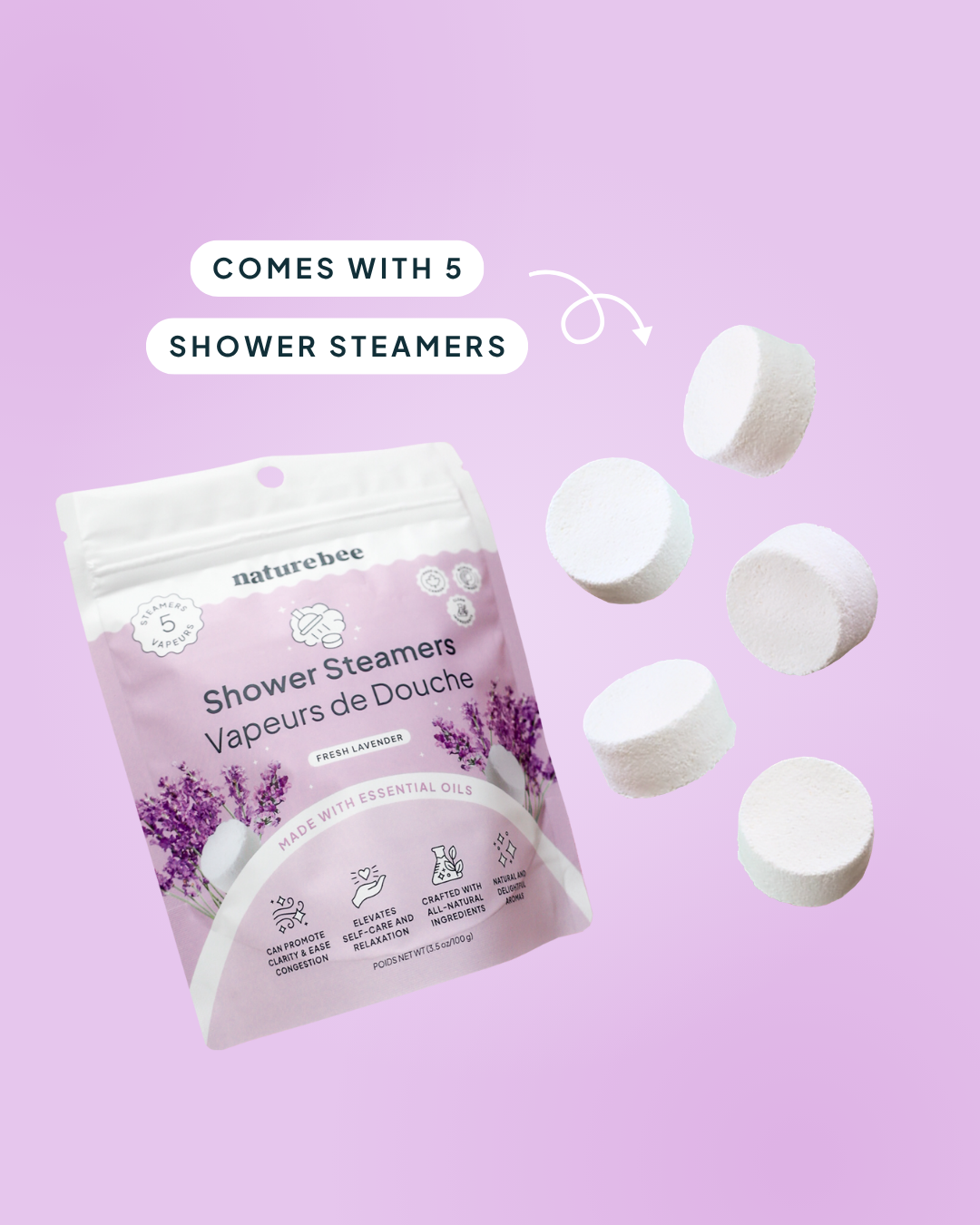 Fresh Lavender Shower Steamers | Nature Bee 
