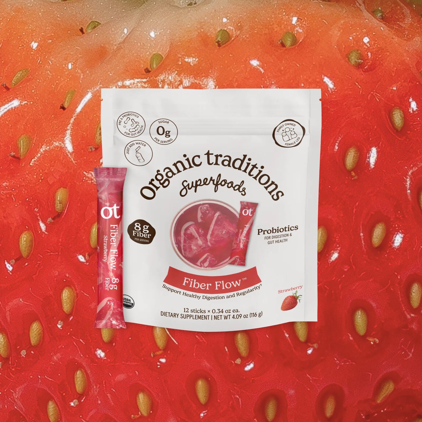 Fibre Flow Strawberry 12 Sachets