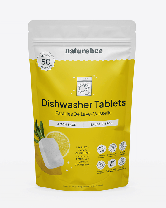 Dishwasher Tablets Lemon | MADE IN CANADA | Nature Bee: Bag of 50