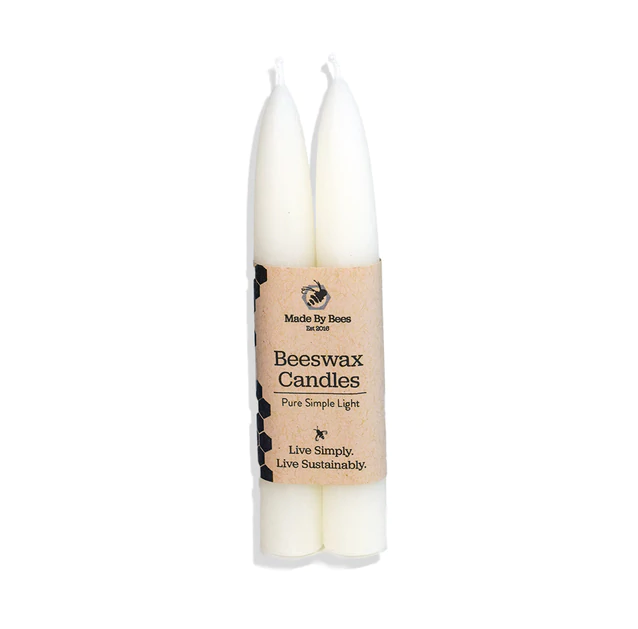 White Beeswax Taper Candle 2pack